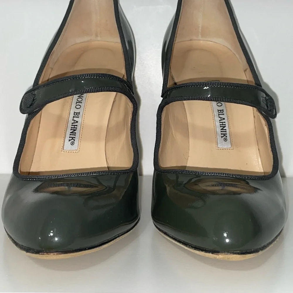 VGUC Manolo Blahnik Green Campy Mary Janes Size EU 40.5/9.5 - Picture 10 of 16